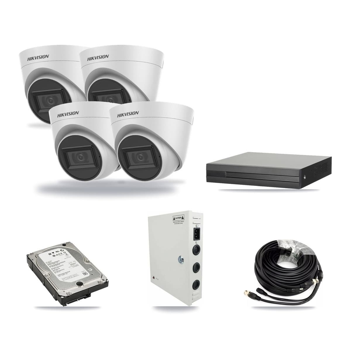 4-channel CCTV kit: 4 cameras (4× 5MP Turret), 5TB hard drive
