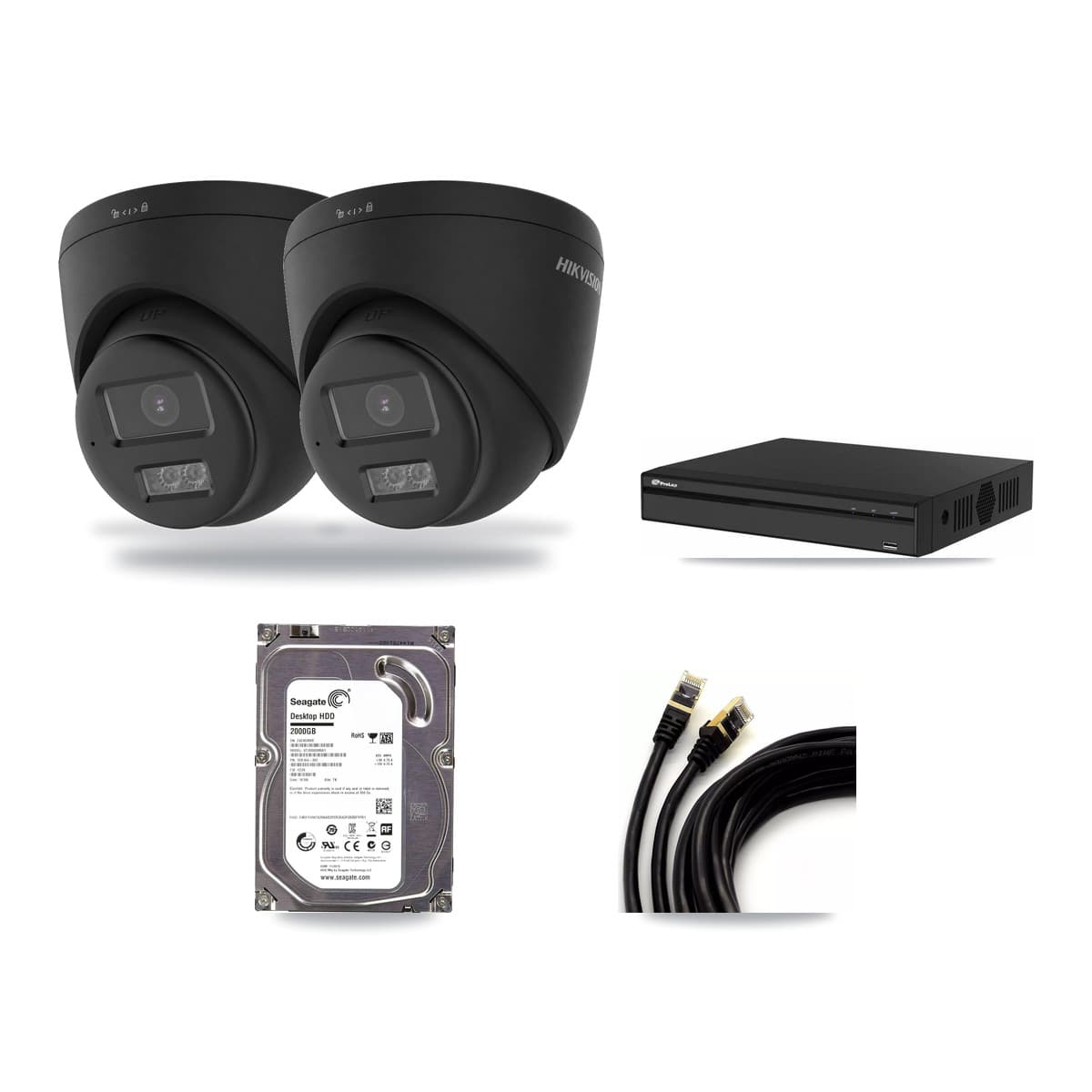 Prolux 4-channel CCTV kit: 2 cameras (2× 4K Turret), 2TB hard drive