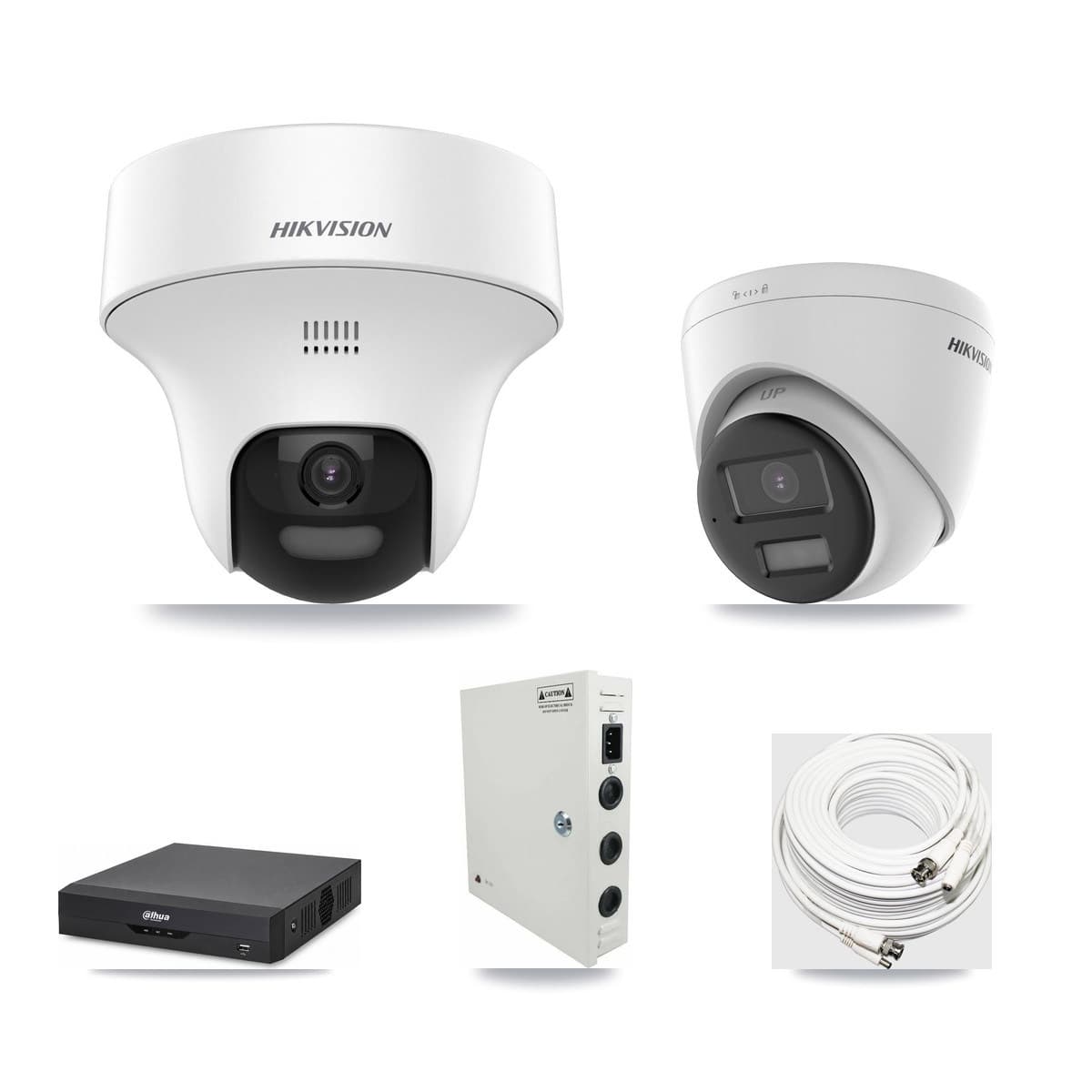 Hikvision & Dahua 4-Channel 5MP CCTV Kit — 1 DS-2CE70K0T + 1 DS-2CE78K0T Turret Cameras + 3TB Recording - Image 1