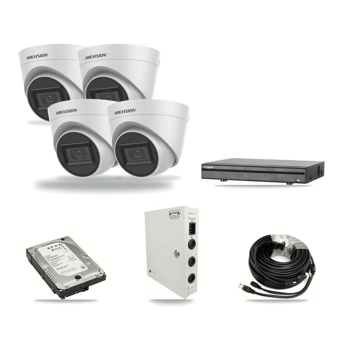 Hikvision & Dahua 8-Channel 5MP CCTV Kit — 4 Turret Cameras + 5TB Recording - Image 1
