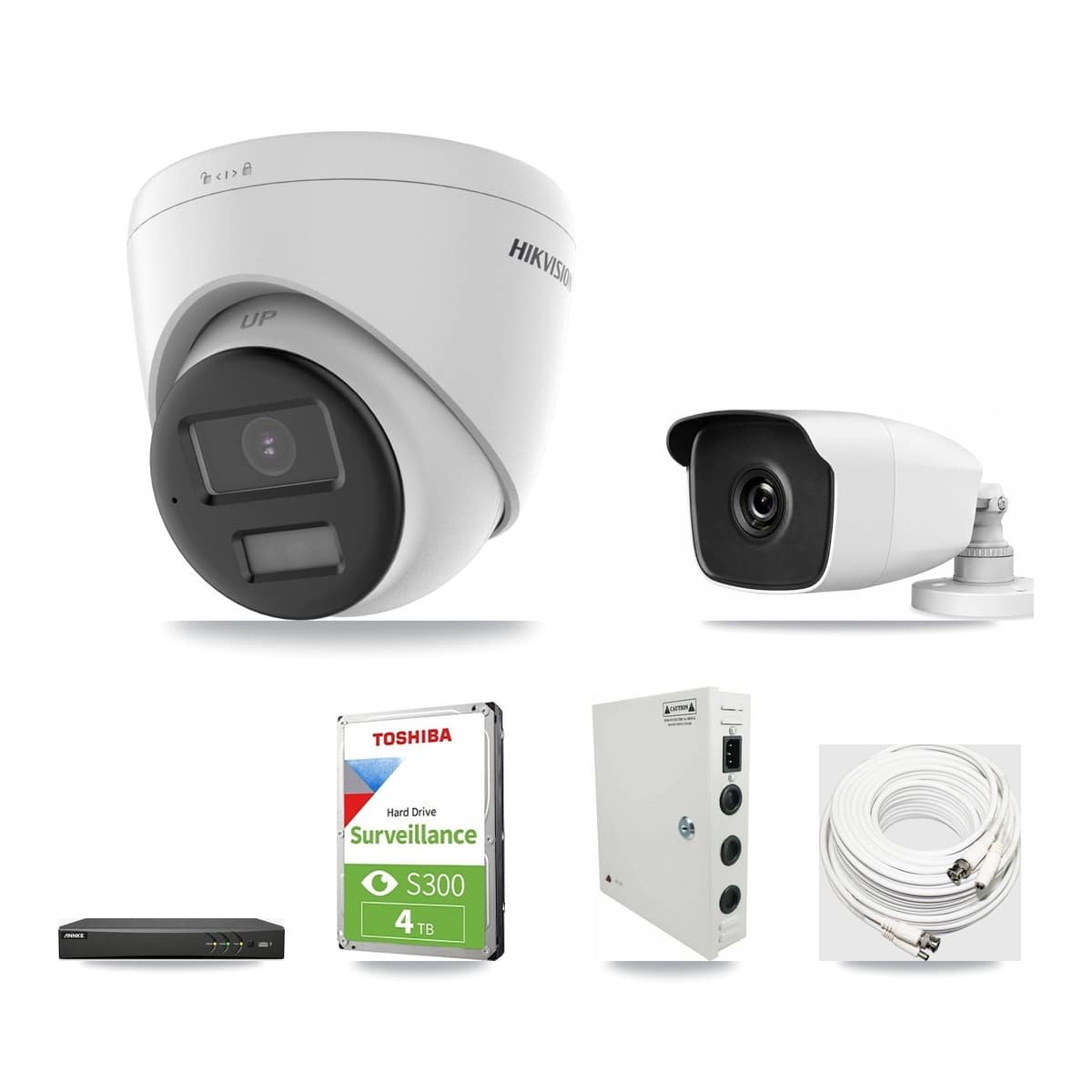 4-Channel 3MP – 4K CCTV Kit — 1 4K Turret + 1 3MP Bullet Cameras + 4TB Recording (AN-DV4-8MP Recorder) - Image 1