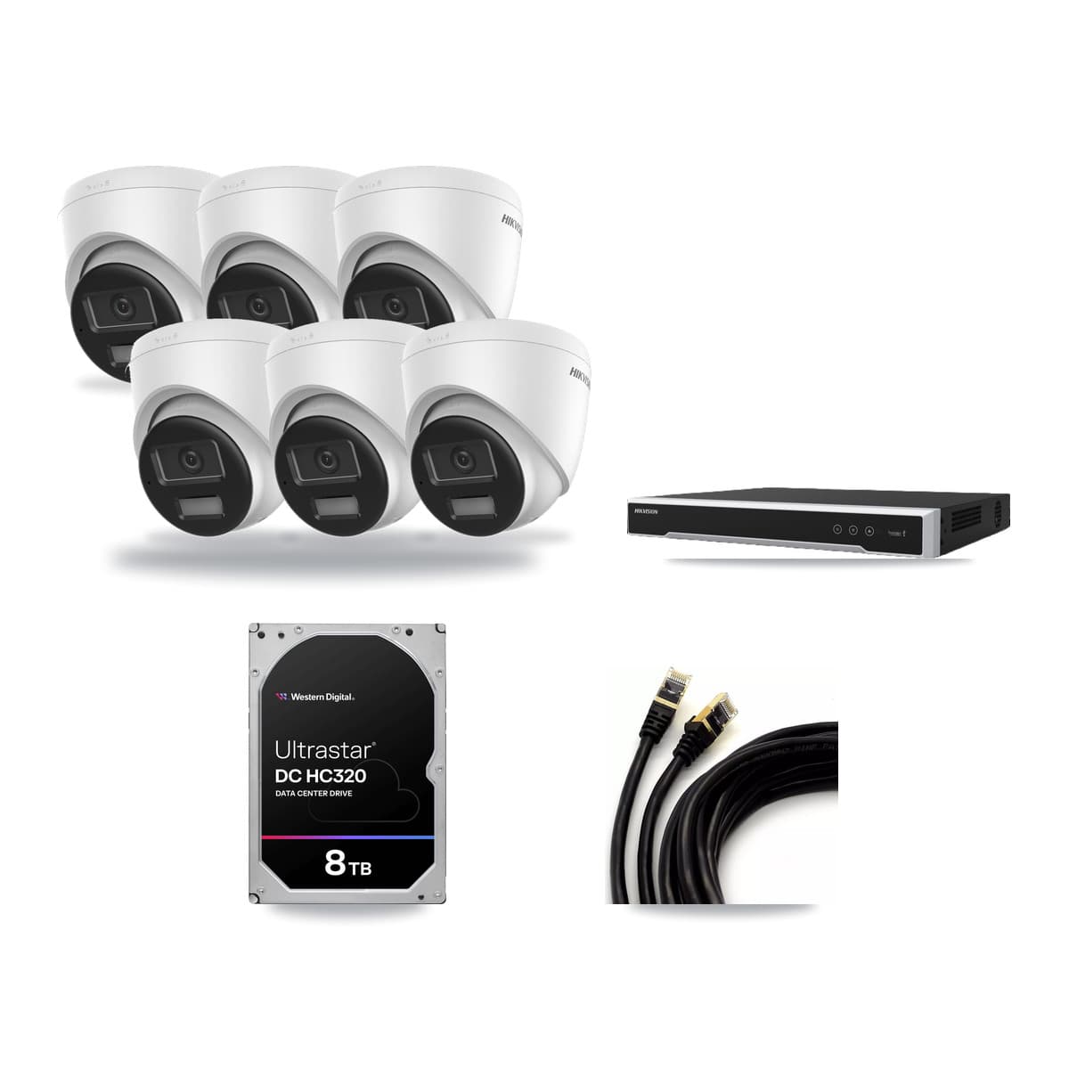 Hikvision 8-Channel 4K CCTV Kit — 6 DS-2CD1383G2 Turret Cameras + 8TB Recording - Image 1