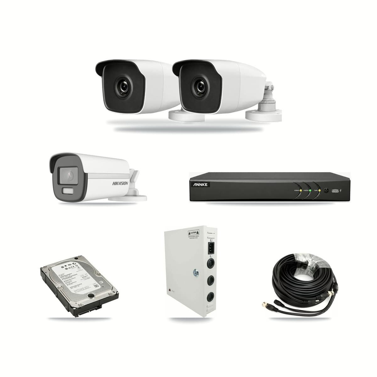 4-Channel 3MP – 4K CCTV Kit — 1 4K + 2 3MP Bullet Cameras + 5TB Recording (AN-DV4-8MP Recorder) - Image 1