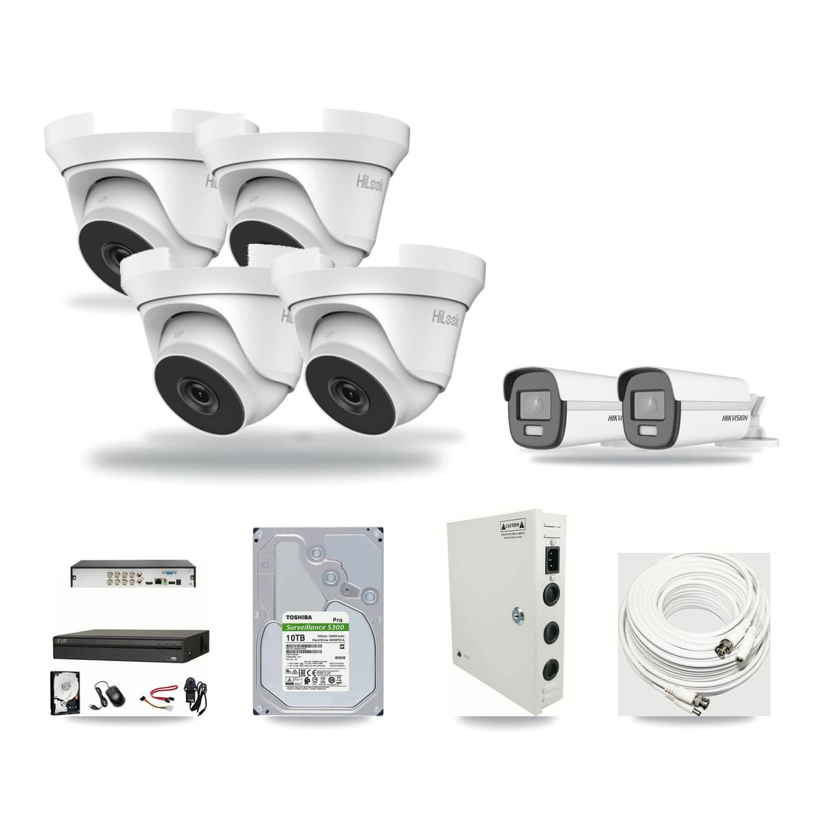 8-Channel 4MP – 4K CCTV Kit — 2 Hikvision 4K Bullet + 4 HiLook 4MP Turret Cameras + 10TB Recording - Image 1