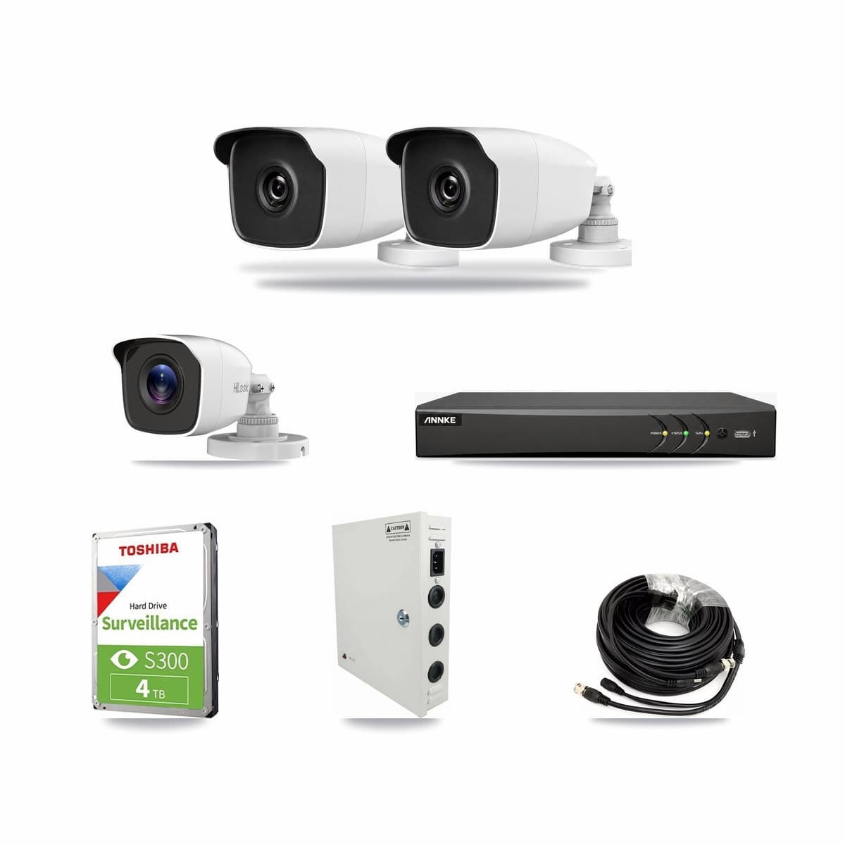 HiLook & ANNKE 4-Channel 3MP – 4MP CCTV Kit — 1 4MP + 2 3MP Bullet Cameras + 4TB Recording - Image 1