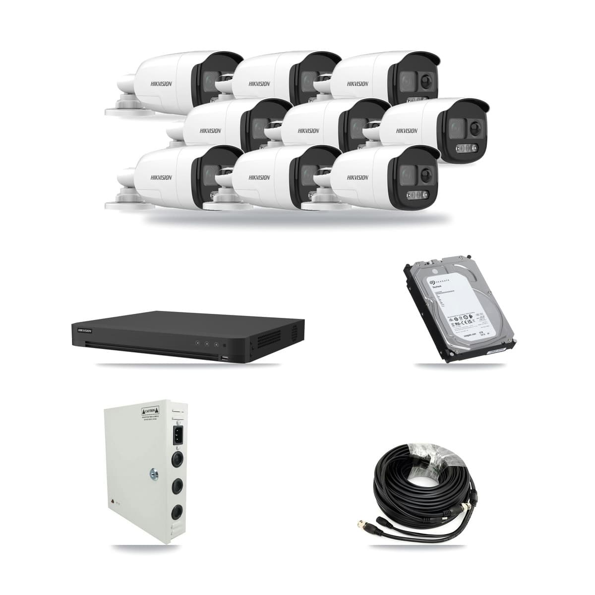 Hikvision 16-channel CCTV kit: 9 cameras (9× 5MP Bullet), 6TB hard drive