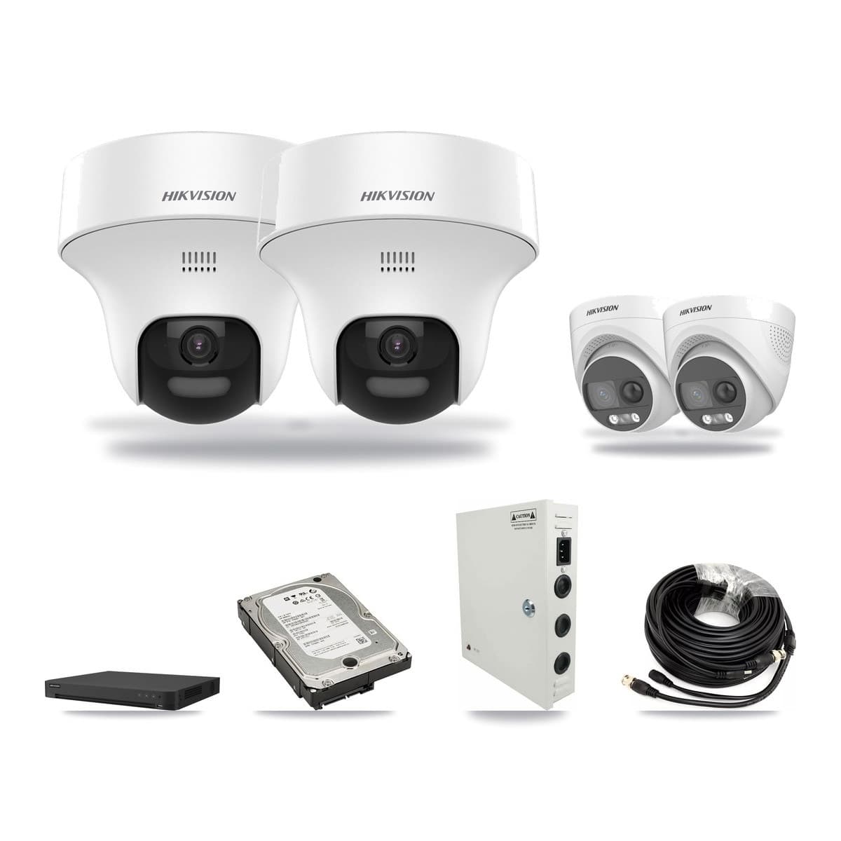 Hikvision 32-Channel 5MP CCTV Kit — 2 DS-2CE70K0T + 2 DS-2CE72KF3T Turret Cameras + 5TB Recording - Image 1