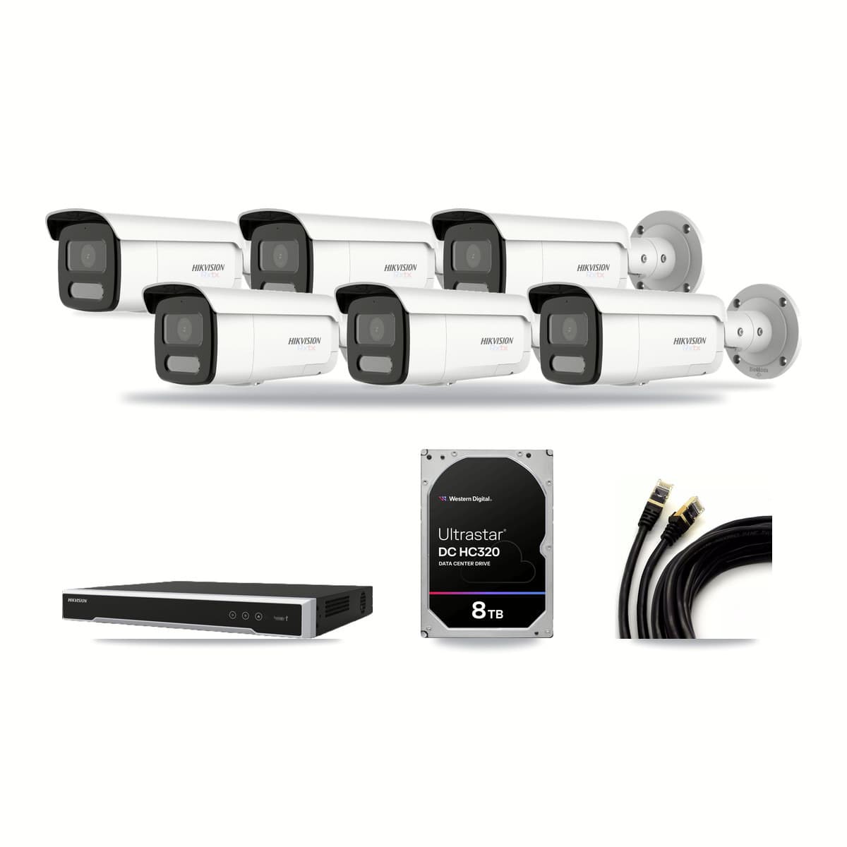 Hikvision 8-Channel 4K CCTV Kit — 6 White Bullet Cameras + 8TB Recording - Image 1