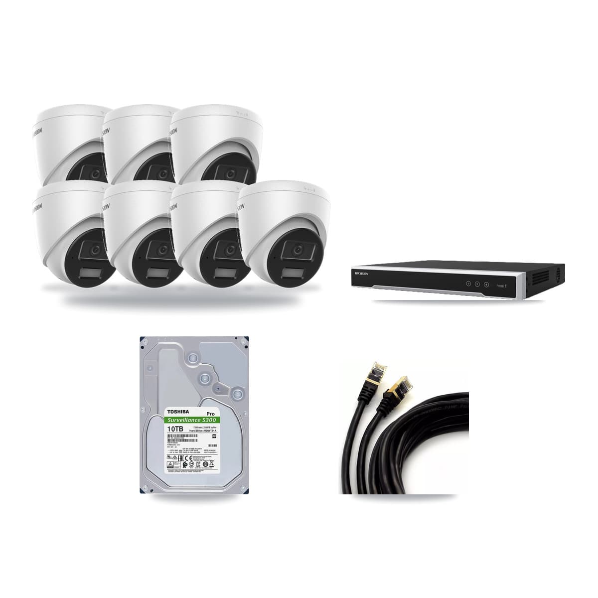 Hikvision 8-Channel 4MP CCTV Kit — 7 Turret Cameras + 10TB Recording - Image 1