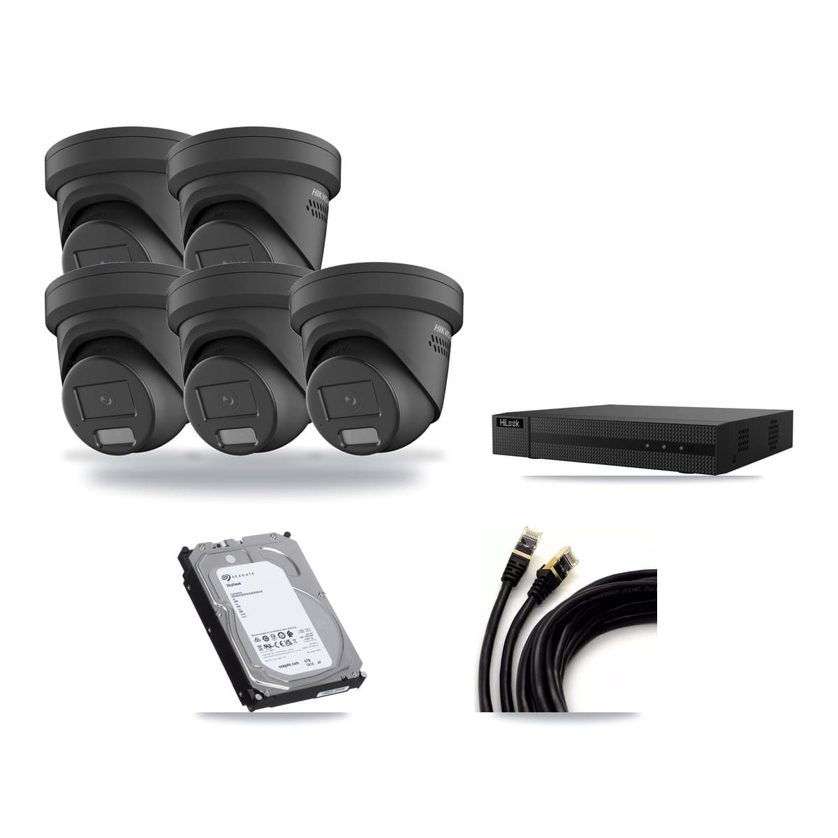 HiLook 8-channel CCTV kit: 5 cameras (5× 4MP Turret), 6TB hard drive