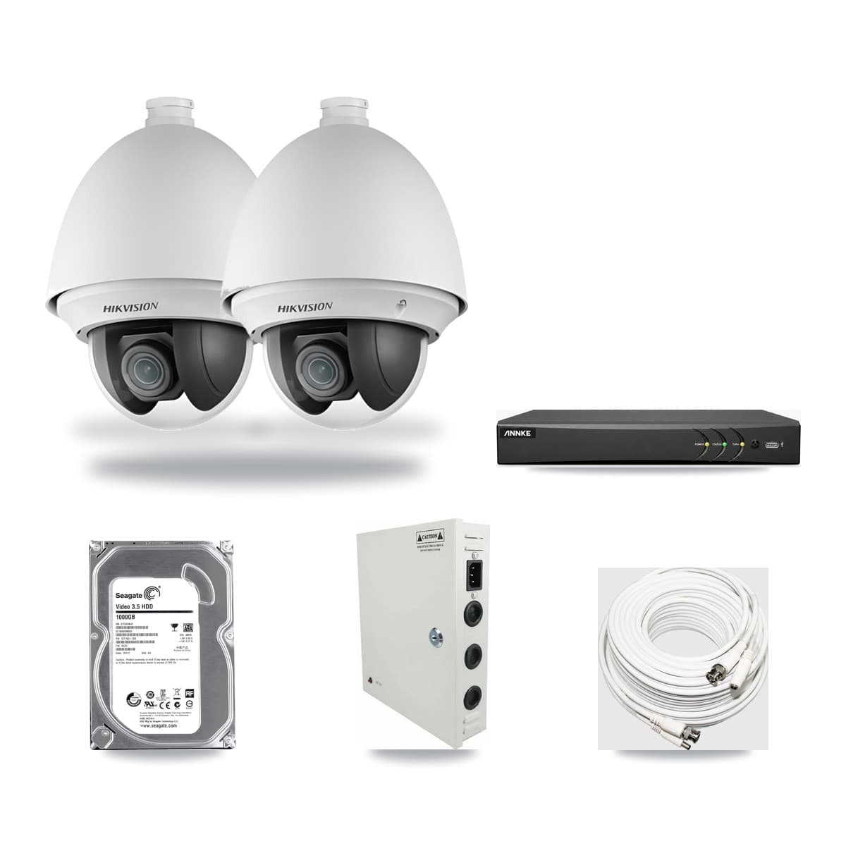 Hikvision & ANNKE 4-Channel 2MP CCTV Kit — 2 DS-2AE4225T PTZ Cameras + 1TB Recording - Image 1