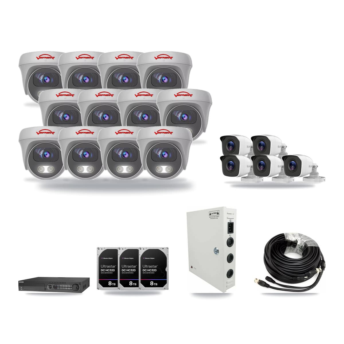 32-Channel 4MP – 5MP CCTV Kit — 5 4MP Bullet + 12 5MP Cameras + 3× 8TB Recording - Image 1
