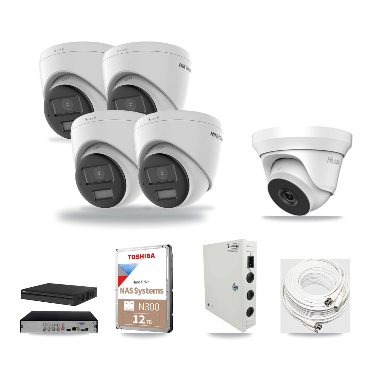 8-Channel 4MP – 4K CCTV Kit — 4 4K + 1 4MP Turret Cameras + 12TB Recording - Image 1