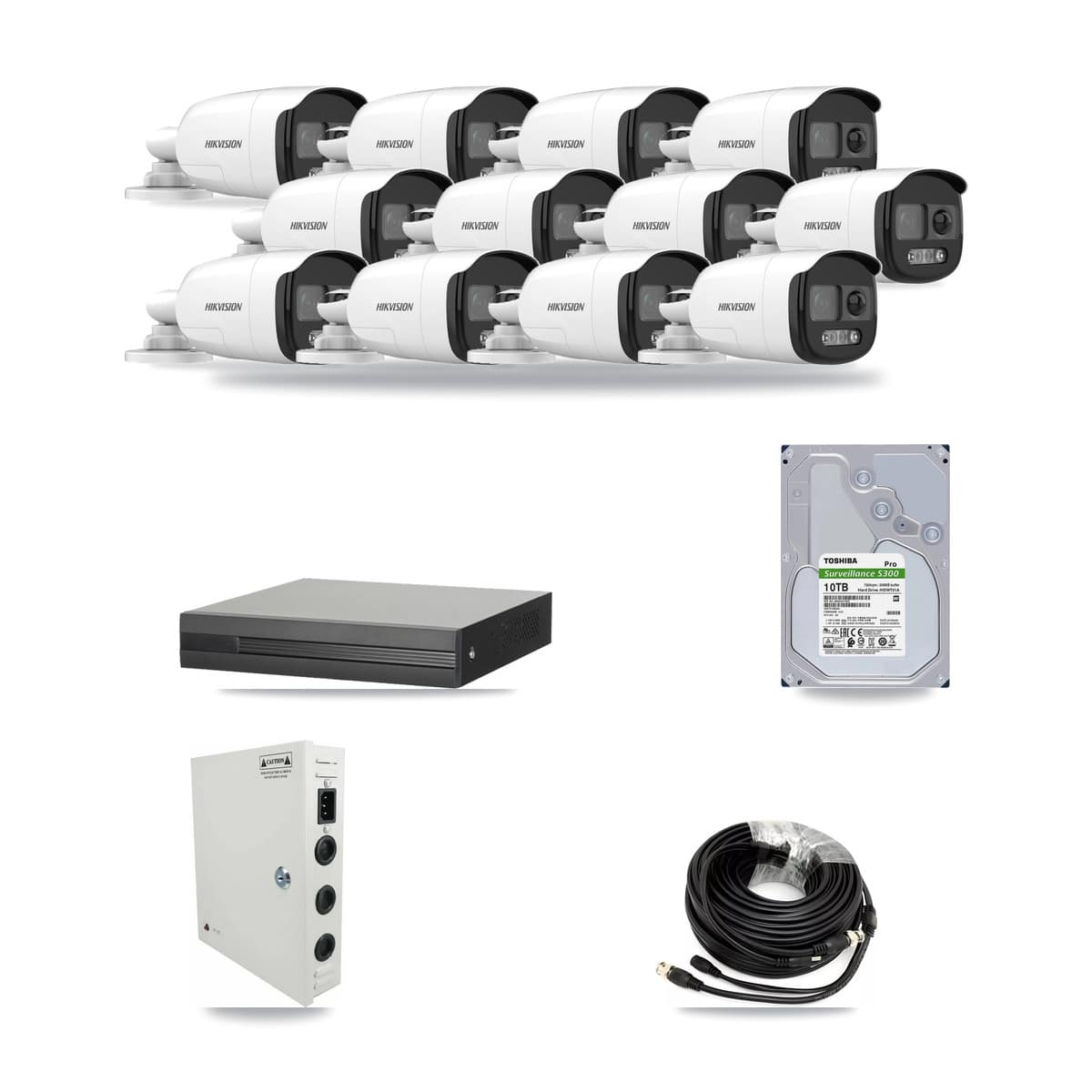 16-Channel 5MP CCTV Kit — 12 Hikvision Bullet Cameras + 10TB Recording - Image 1