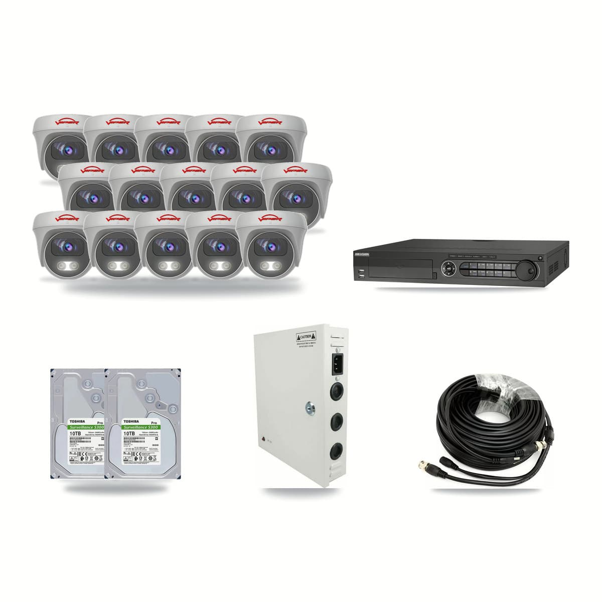 Viper & Hikvision 32-Channel 5MP CCTV Kit — 15 Cameras + 2× 10TB Recording - Image 1