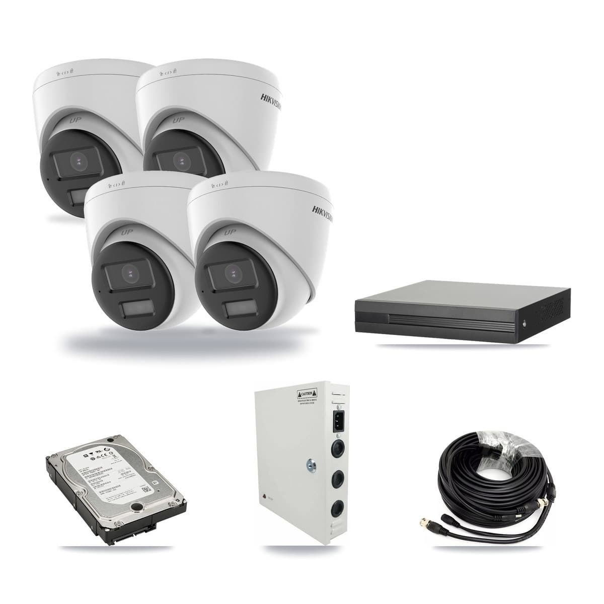 4-Channel 5MP CCTV Kit — 4 DS-2CE78K0T Hikvision Turret Cameras + 5TB Recording - Image 1