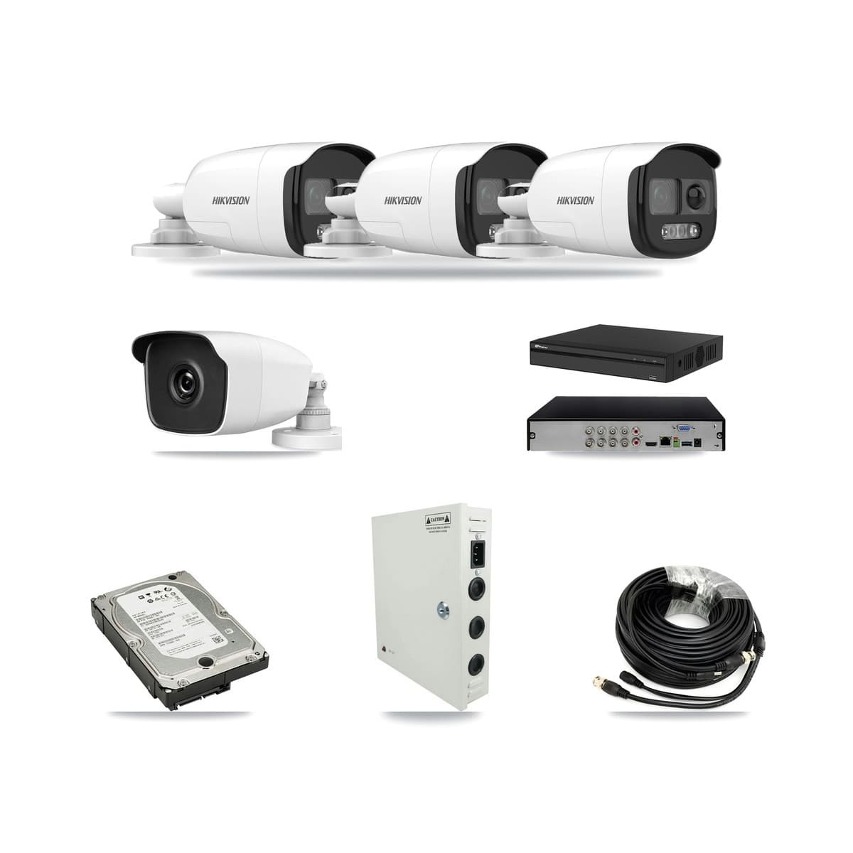 Prolux 8-channel CCTV kit: 4 cameras (3× 5MP Bullet + 1× 3MP Bullet), 5TB hard drive