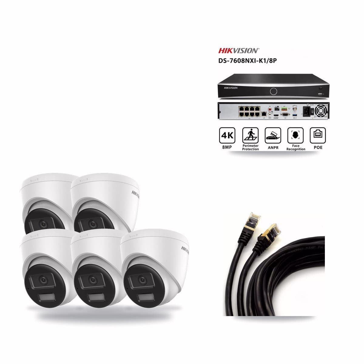 Hikvision 8-channel CCTV kit: 5 cameras (5× 4K Turret), 2TB hard drive