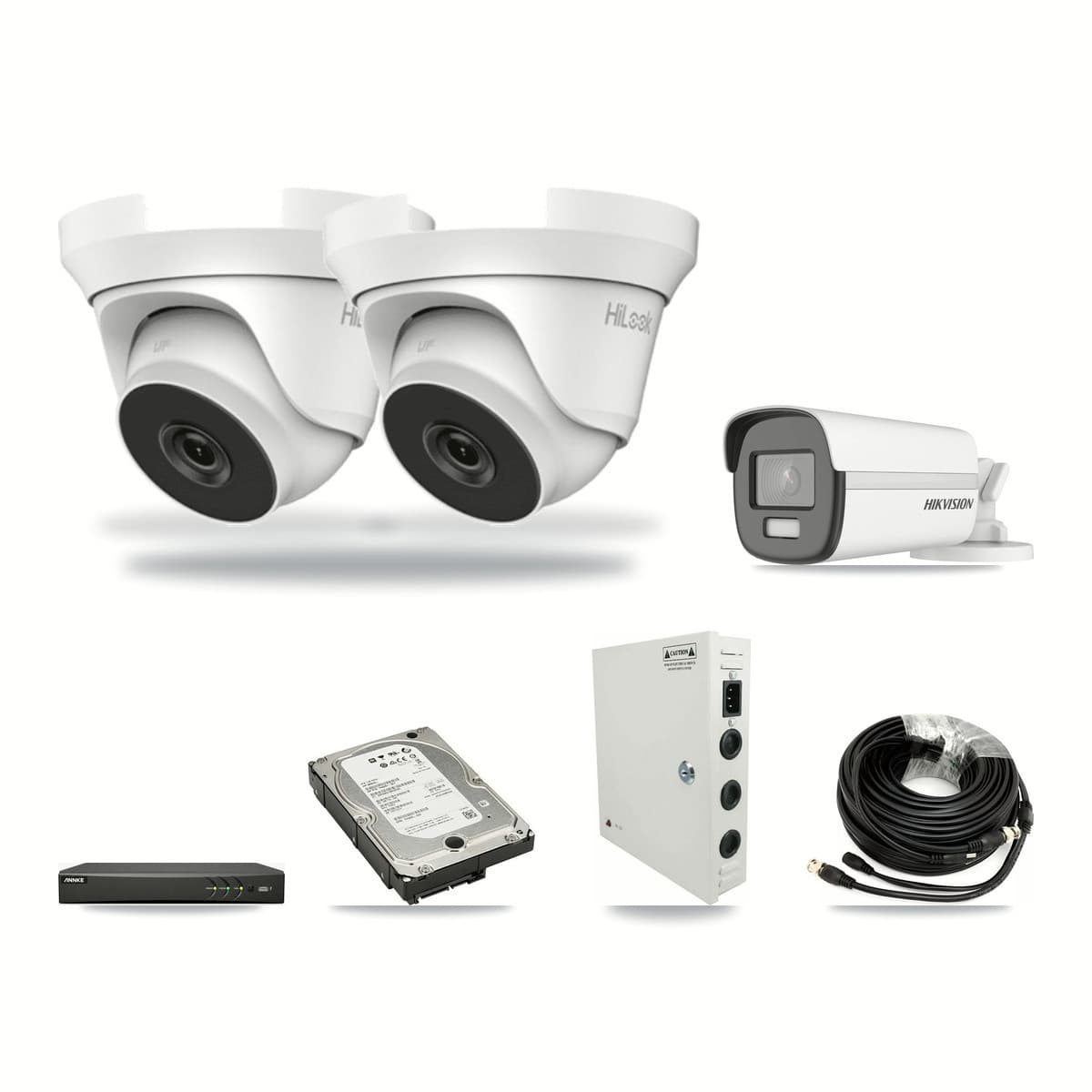 4-Channel 4MP – 4K CCTV Kit — 1 4K Bullet + 2 4MP Turret Cameras + 5TB Recording (AN-DV4-8MP Recorder) - Image 1