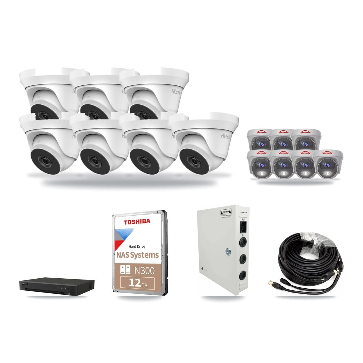 16-Channel 4MP – 5MP CCTV Kit — 7 4MP Turret + 7 5MP Cameras + 12TB Recording - Image 1