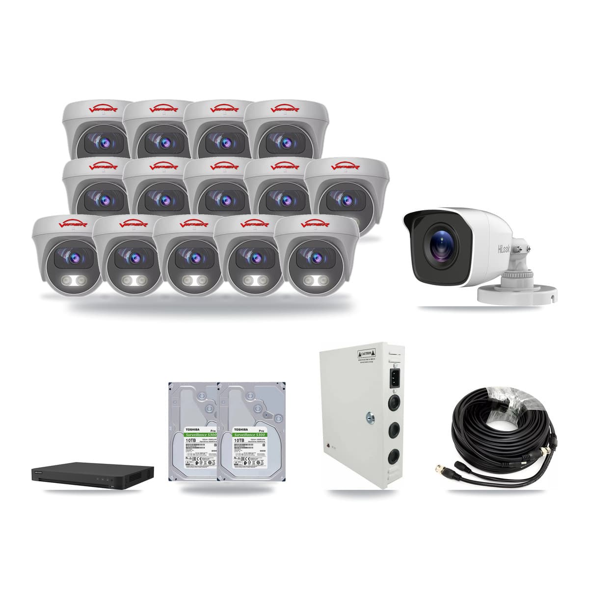 16-Channel 4MP – 5MP CCTV Kit — 1 4MP Bullet + 14 5MP Cameras + 2× 10TB Recording - Image 1