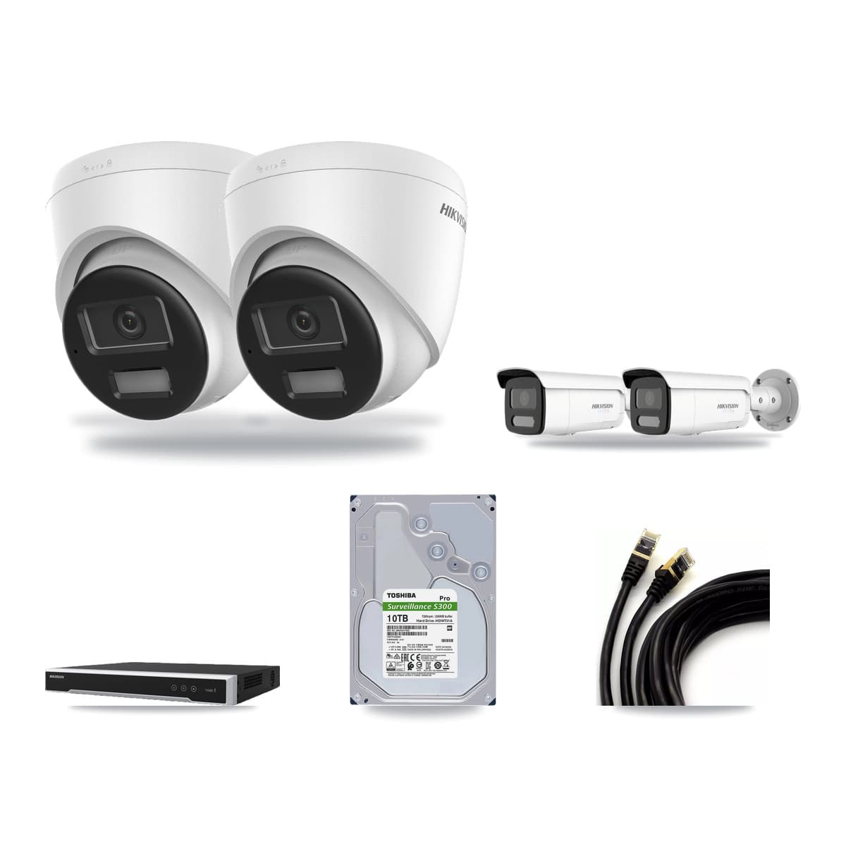 Hikvision 16-Channel 4K CCTV Kit — 2 Turret + 2 Bullet Cameras + 10TB Recording - Image 1