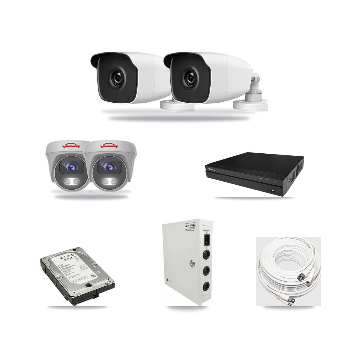 8-Channel 3MP – 5MP CCTV Kit — 2 3MP Bullet + 2 White 5MP Cameras + 5TB Recording (PXD-5208AN Recorder) - Image 1