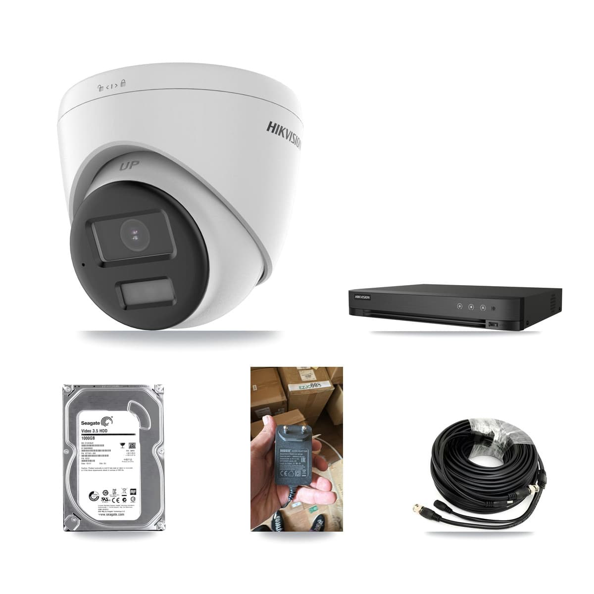 Hikvision 4-Channel 5MP CCTV Kit — 1 Turret Camera + 1TB Recording (DS-7204HUHI Recorder) - Image 1