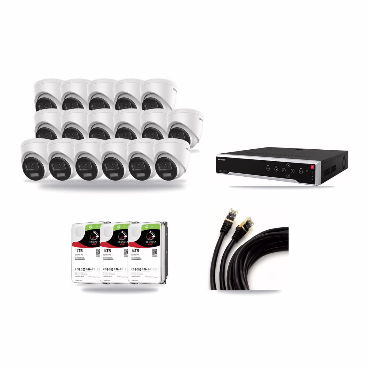Hikvision 32-Channel 4K CCTV Kit — 17 Turret Cameras + 3× 14TB Recording - Image 1