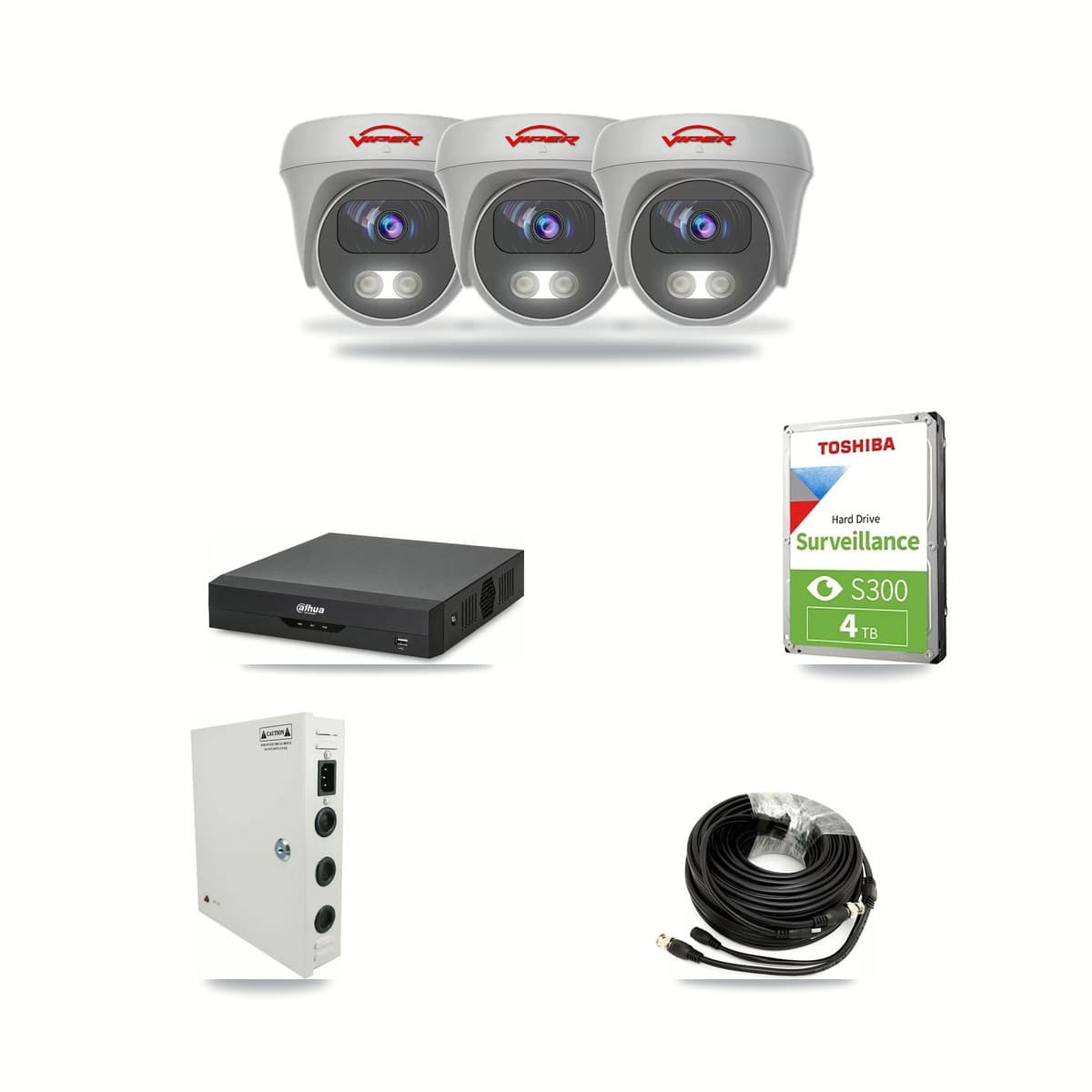 Viper & Dahua 4-Channel 5MP CCTV Kit — 3 Cameras + 4TB Recording - Image 1