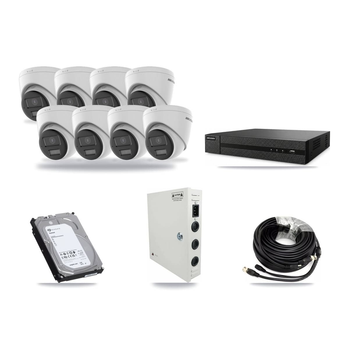 8-channel CCTV kit: 8 cameras (8× 4K Turret), 6TB hard drive