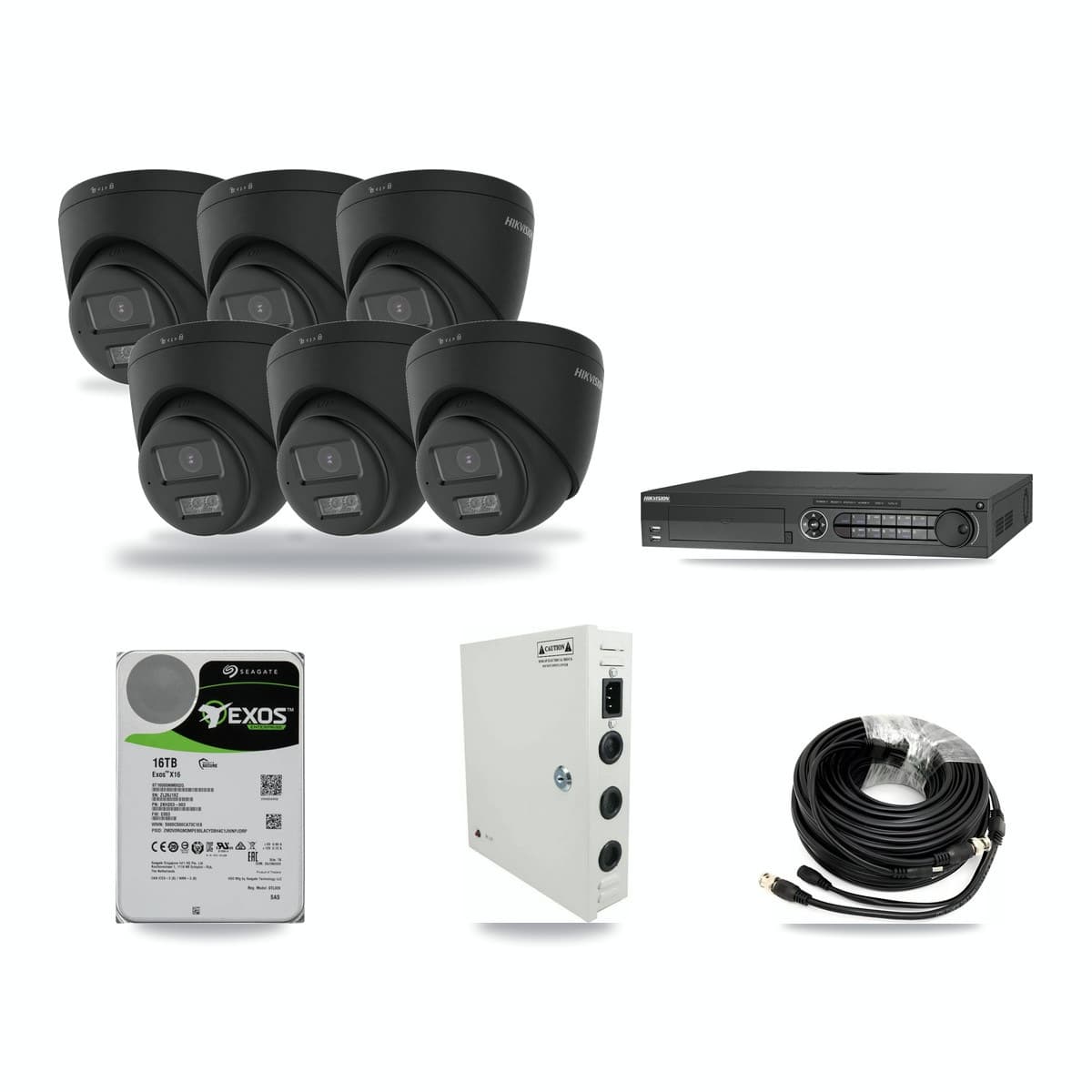 Hikvision 32-Channel 4K CCTV Kit — 6 Black Turret Cameras + 16TB Recording - Image 1