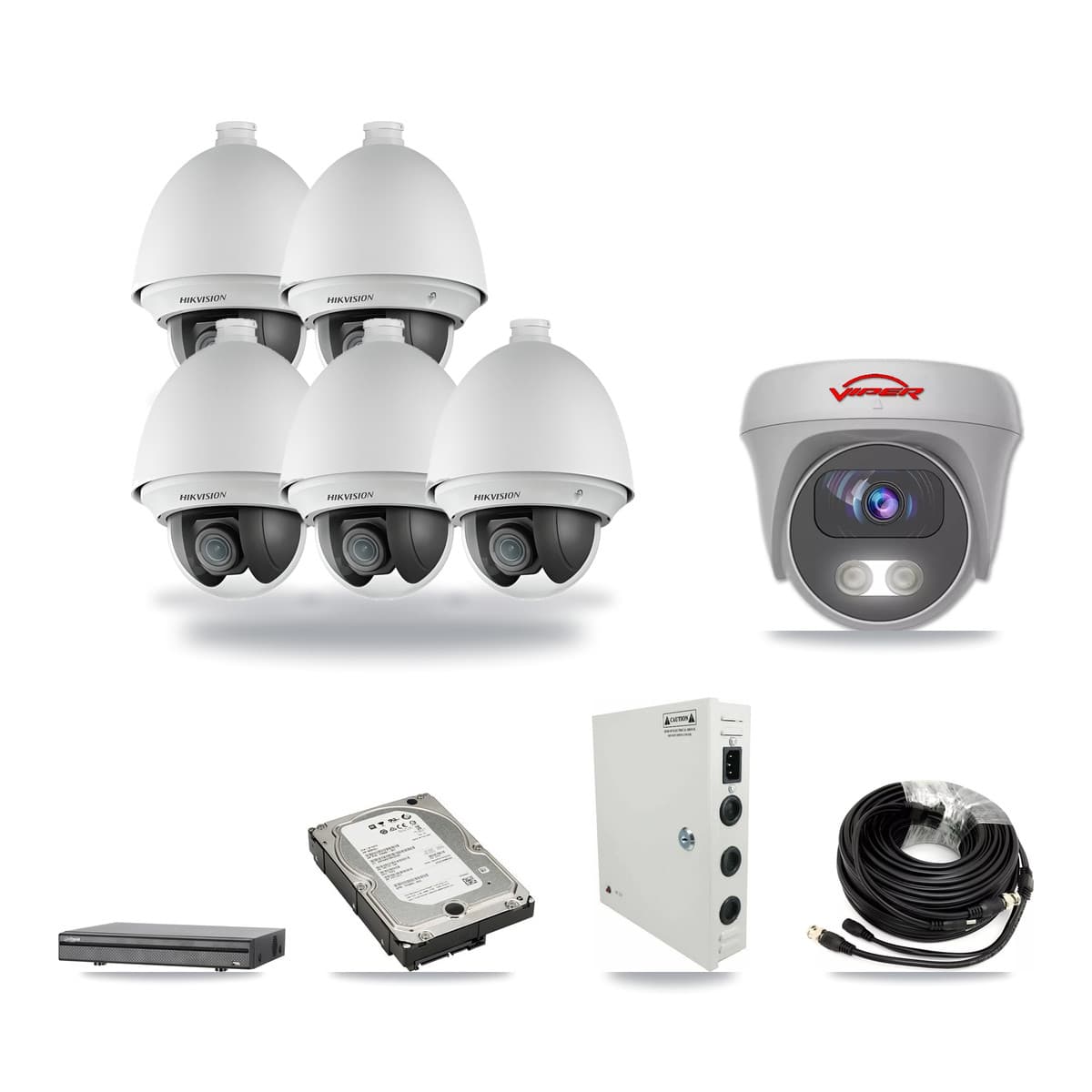 8-Channel 2MP – 5MP CCTV Kit — 5 2MP PTZ + 1 5MP Cameras + 5TB Recording - Image 1