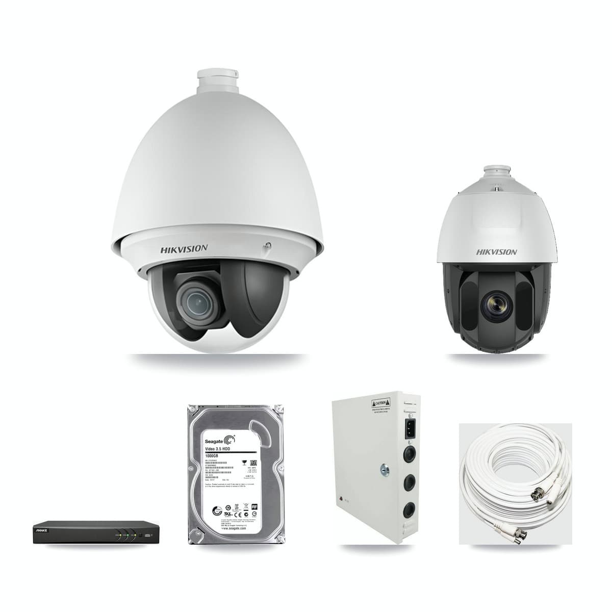 Hikvision & ANNKE 4-Channel 2MP CCTV Kit — 1 DS-2AE4225T + 1 DS-2AE5225TI PTZ Cameras + 1TB Recording - Image 1