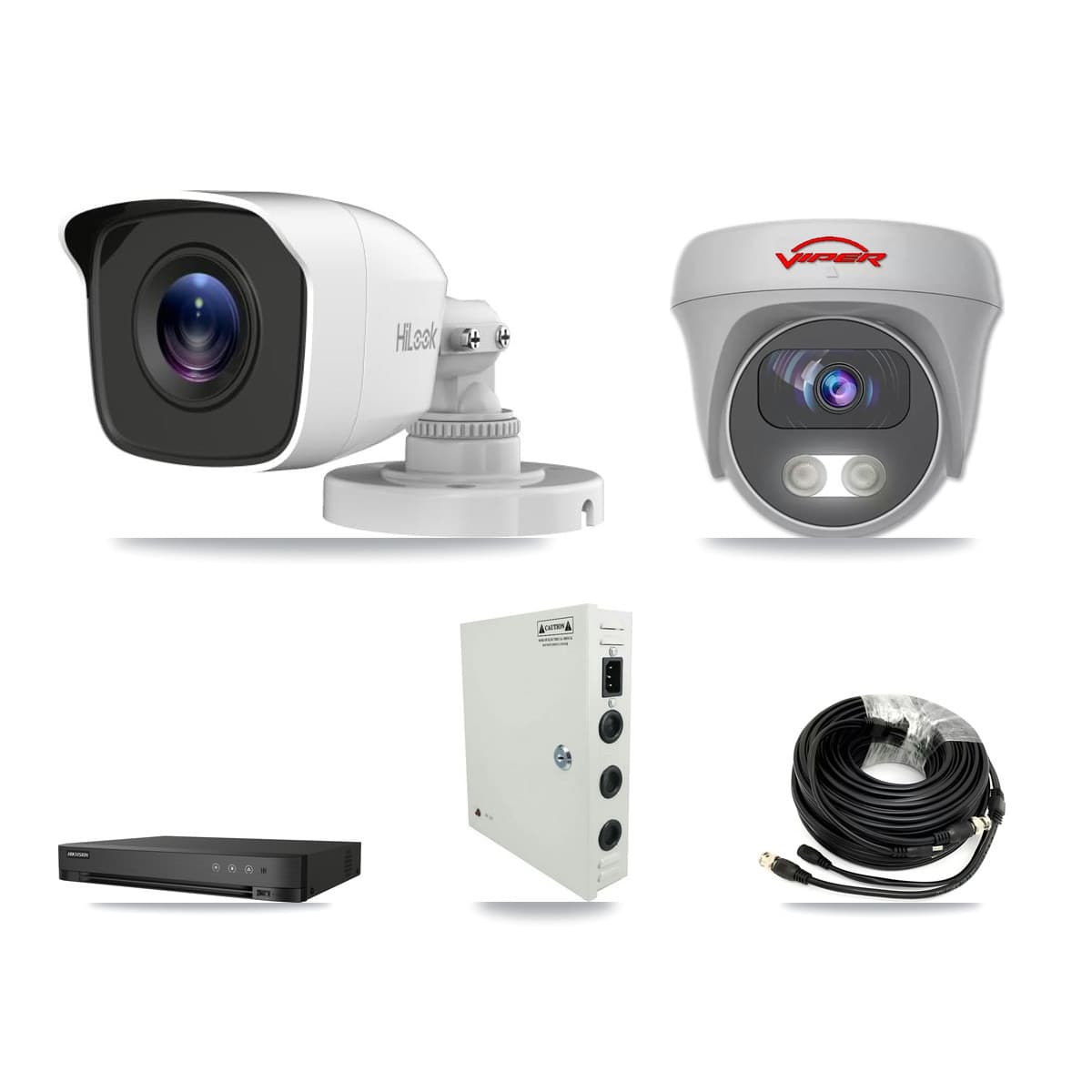 4-Channel 4MP – 5MP CCTV Kit — 1 4MP Bullet + 1 White 5MP Cameras + 3TB Recording (DS-7204HUHI Recorder) - Image 1