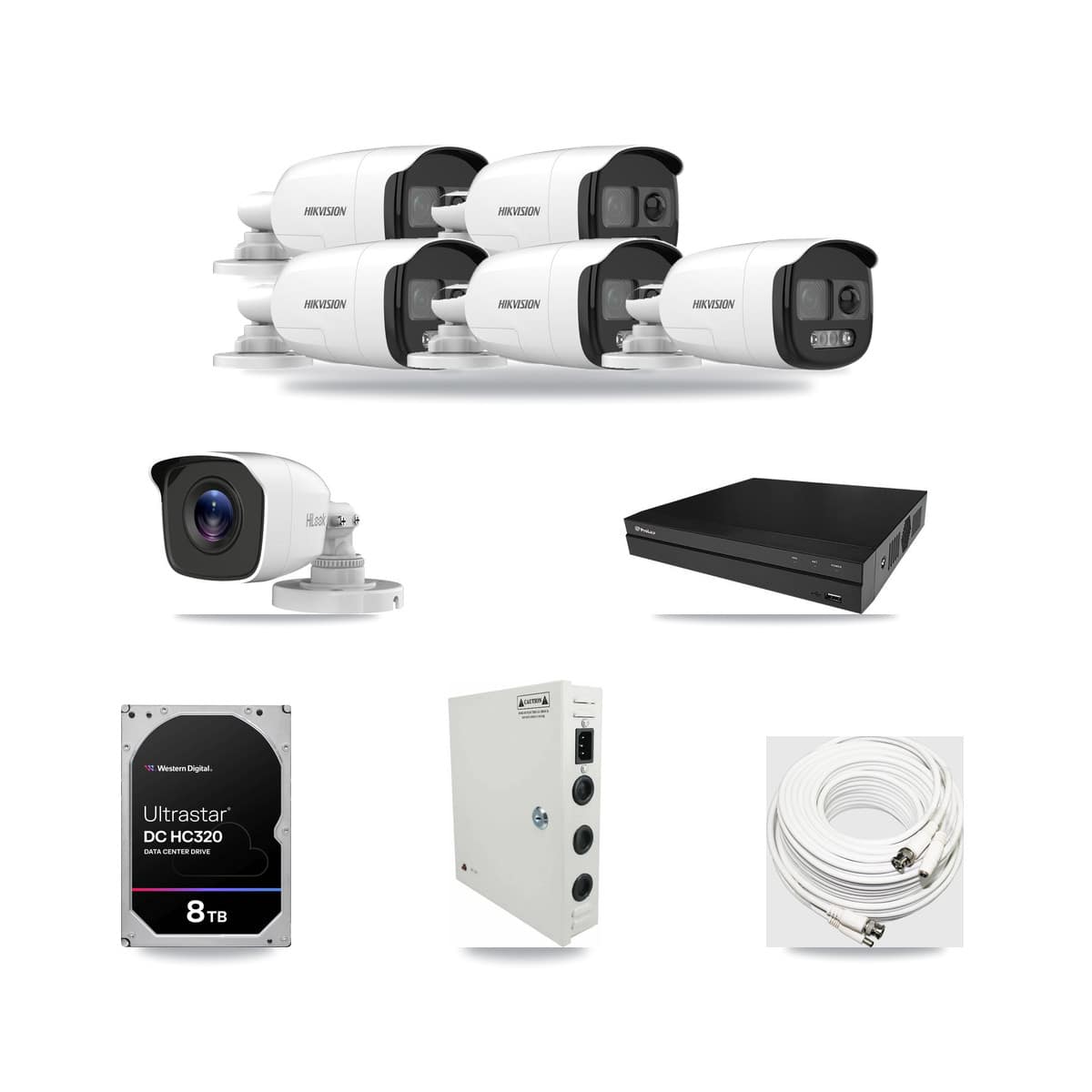 8-Channel 4MP – 5MP CCTV Kit — 5 5MP + 1 4MP Bullet Cameras + 8TB Recording (PXD-5208AN Recorder) - Image 1