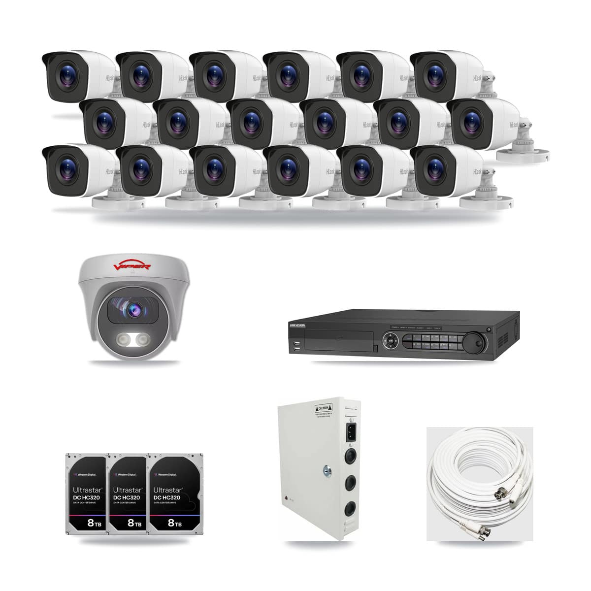 32-Channel 4MP – 5MP CCTV Kit — 18 4MP Bullet + 1 5MP Cameras + 3× 8TB Recording - Image 1