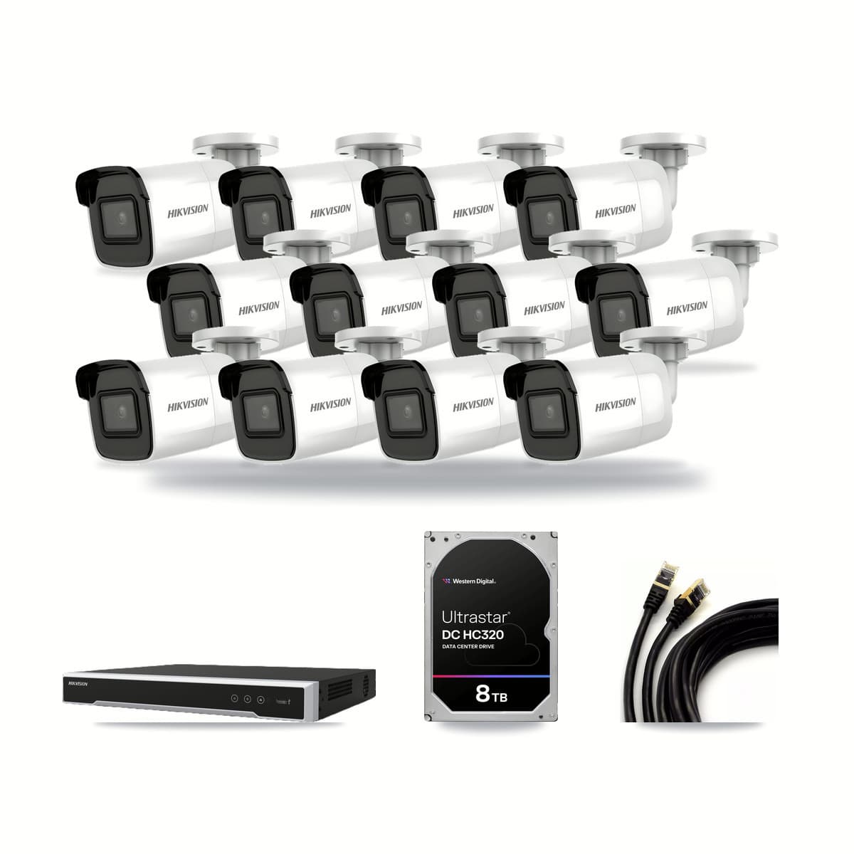 Hikvision 16-Channel 4K CCTV Kit — 12 DS-2CD2085G1 Bullet Cameras + 8TB Recording - Image 1