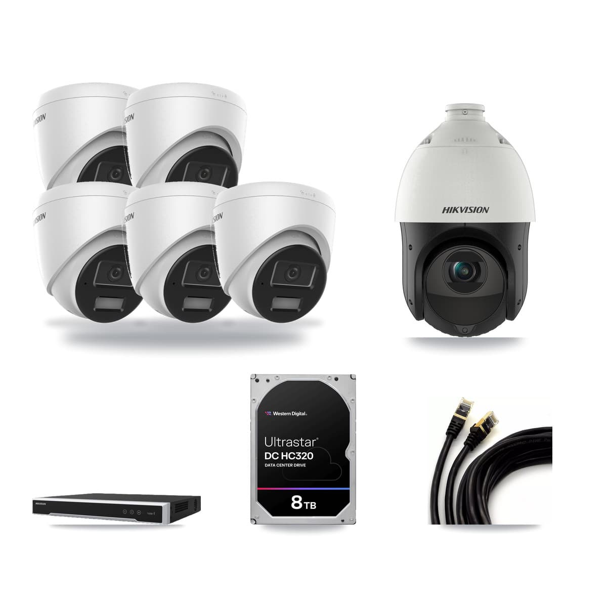 Hikvision 16-Channel 4MP CCTV Kit — 5 Turret + 1 PTZ Cameras + 8TB Recording - Image 1