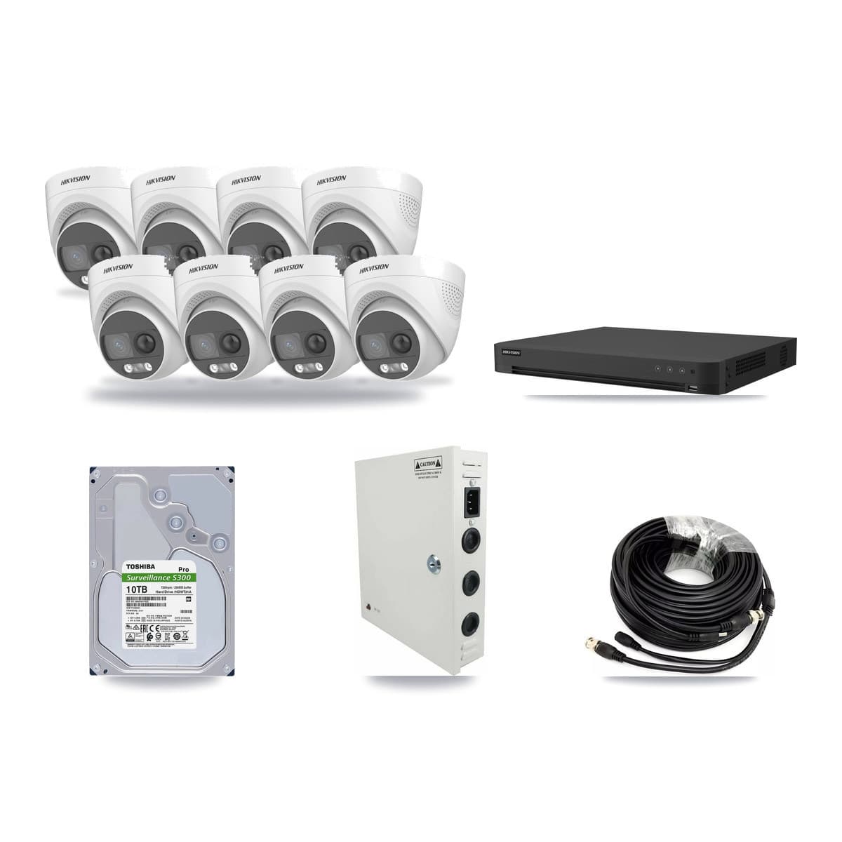 Hikvision 16-Channel 5MP CCTV Kit — 8 Turret Cameras + 10TB Recording (IDS-7216HUHI Recorder) - Image 1
