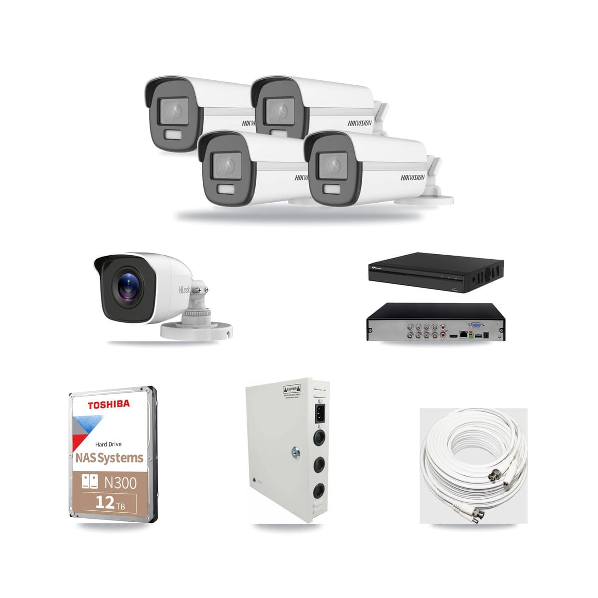 8-Channel 4MP – 4K CCTV Kit — 4 4K + 1 4MP Bullet Cameras + 12TB Recording - Image 1
