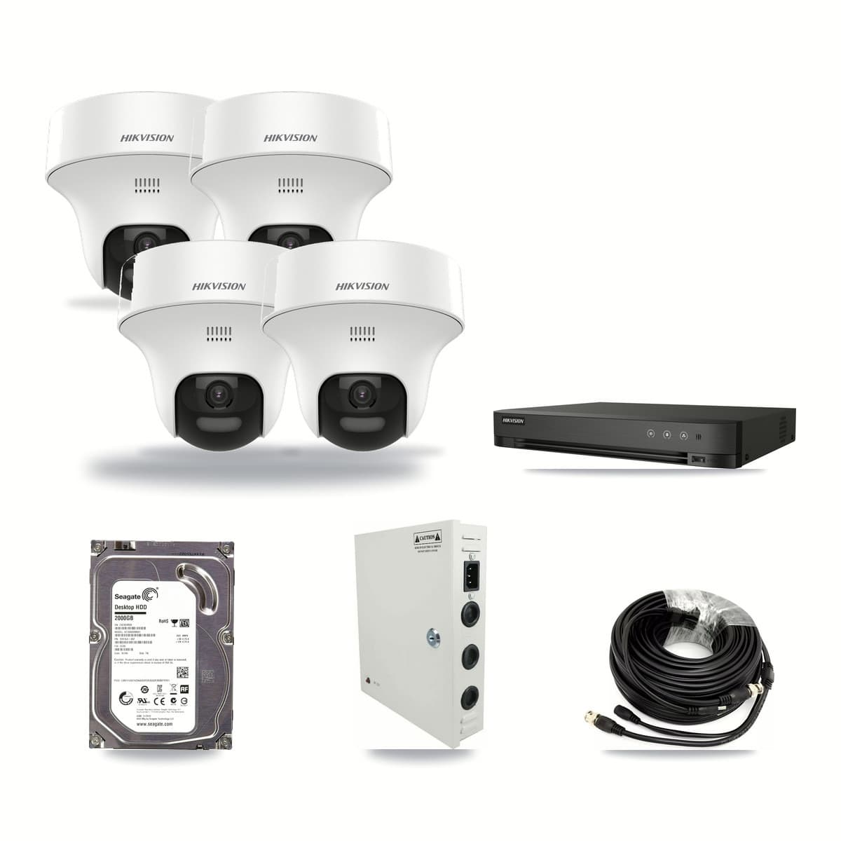 Hikvision 4-Channel 5MP CCTV Kit — 4 DS-2CE70K0T Turret Cameras + 2TB Recording - Image 1