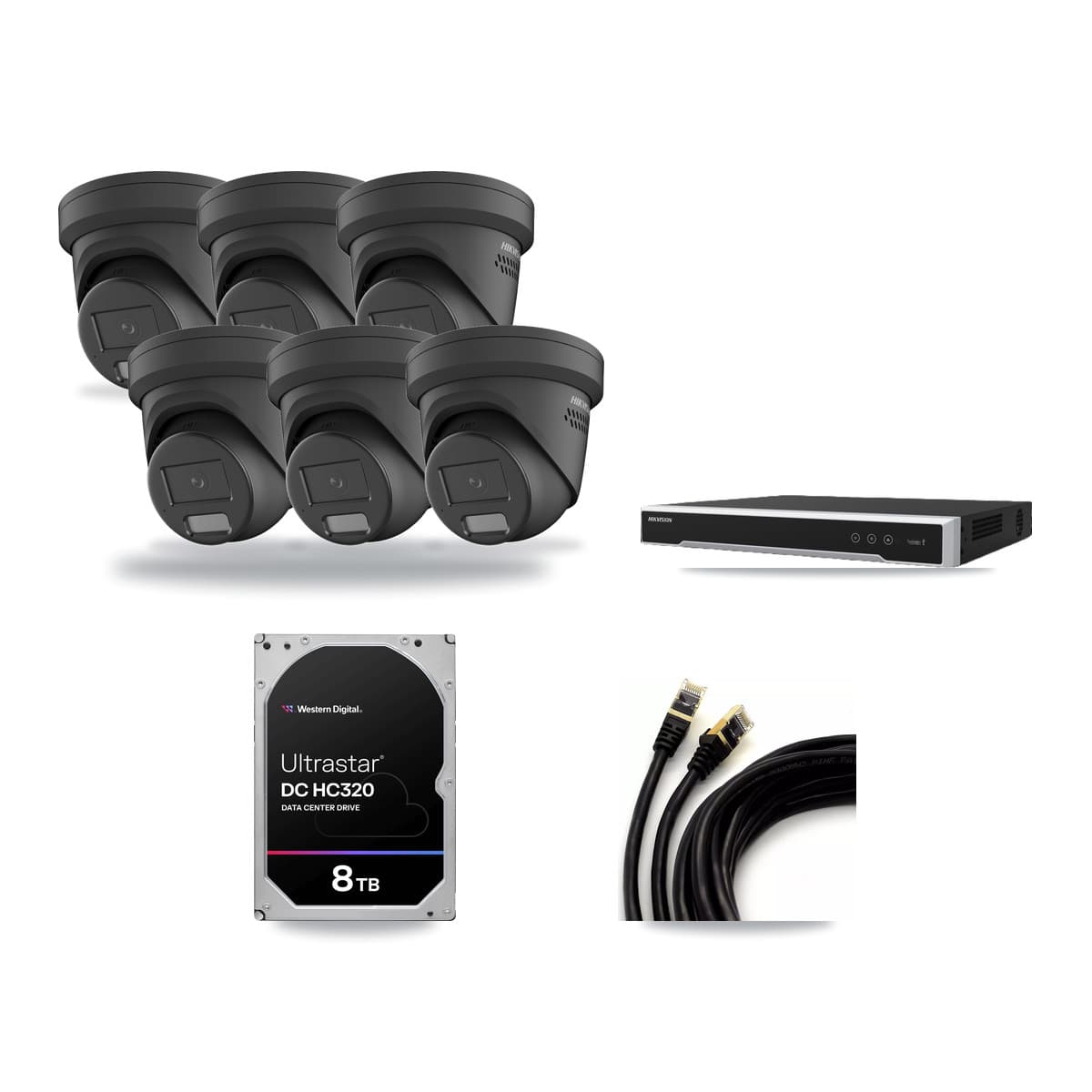 Hikvision 8-Channel 4MP CCTV Kit — 6 Black Turret Cameras + 8TB Recording - Image 1
