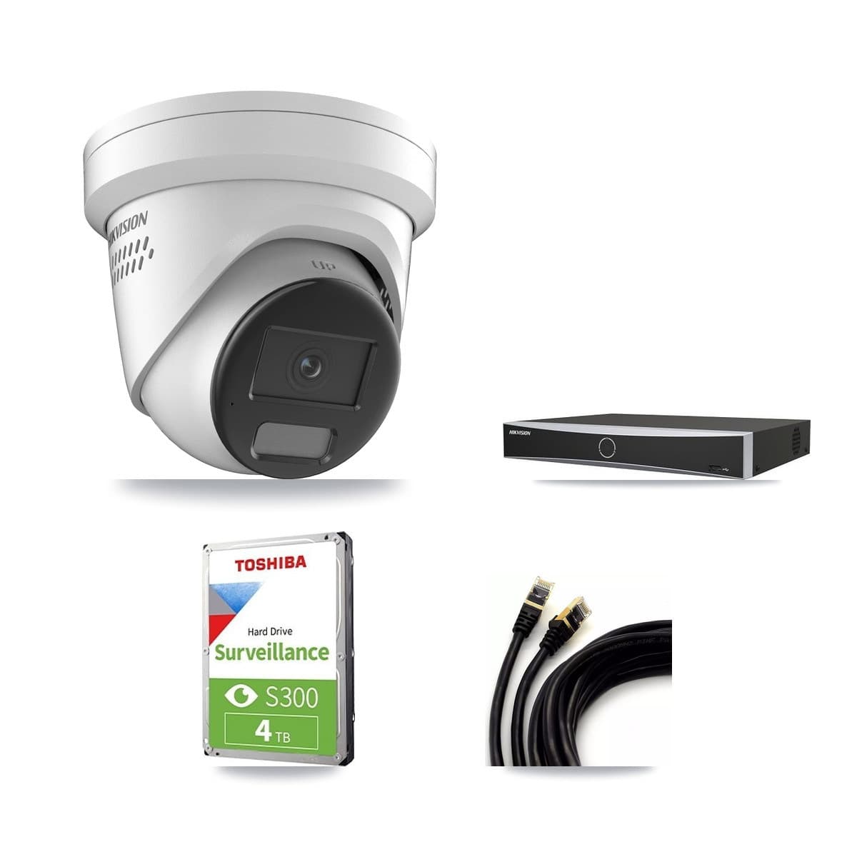 Hikvision 4-channel CCTV kit: 1 camera (1× 4K Turret), 4TB hard drive