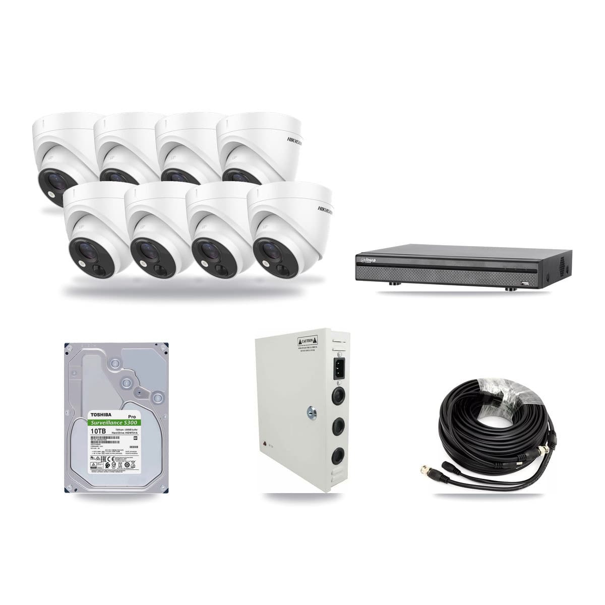 Hikvision & Dahua 8-Channel 5MP CCTV Kit — 8 DS-2CE71H0T Turret Cameras + 10TB Recording - Image 1