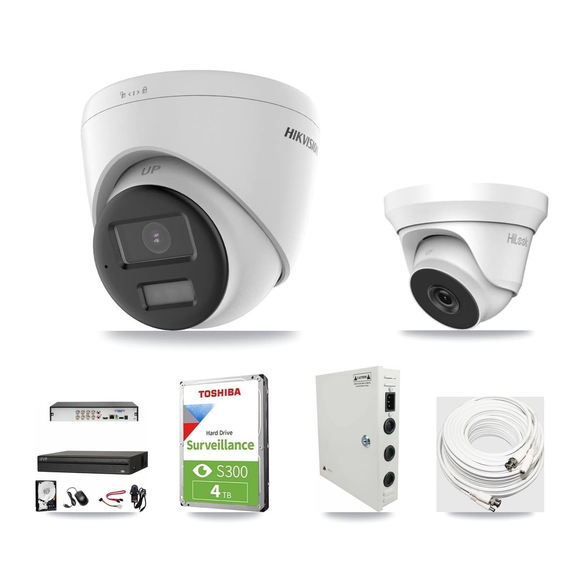8-Channel 4MP – 4K CCTV Kit — 1 Hikvision 4K + 1 HiLook 4MP Turret Cameras + 4TB Recording (XVR-3108AD Recorder) - Image 1