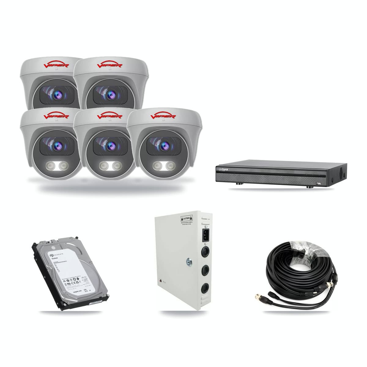 Viper & Dahua 8-Channel 5MP CCTV Kit — 5 Cameras + 6TB Recording - Image 1