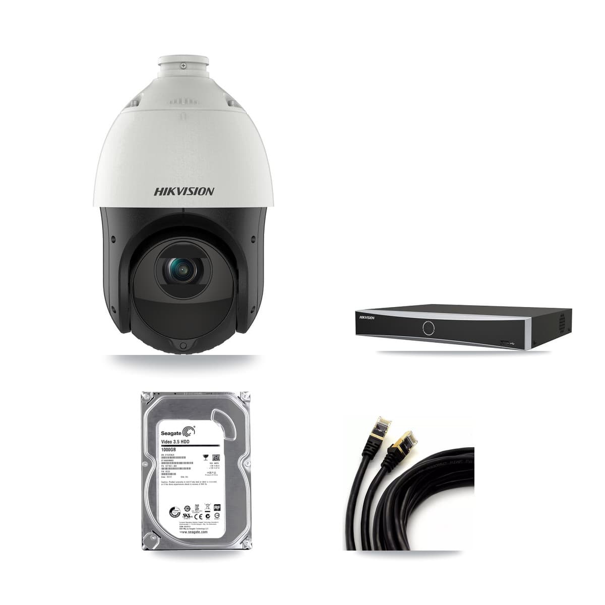 Hikvision 4-channel CCTV kit: 1 camera (1× 4MP PTZ), 1TB hard drive