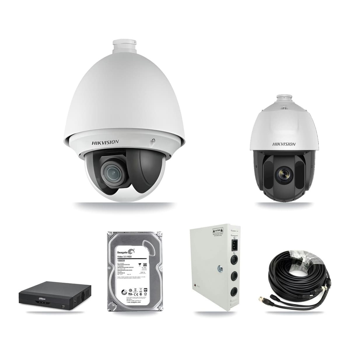 Hikvision & Dahua 4-Channel 2MP CCTV Kit — 1 DS-2AE4225T + 1 DS-2AE5225TI PTZ Cameras + 1TB Recording - Image 1