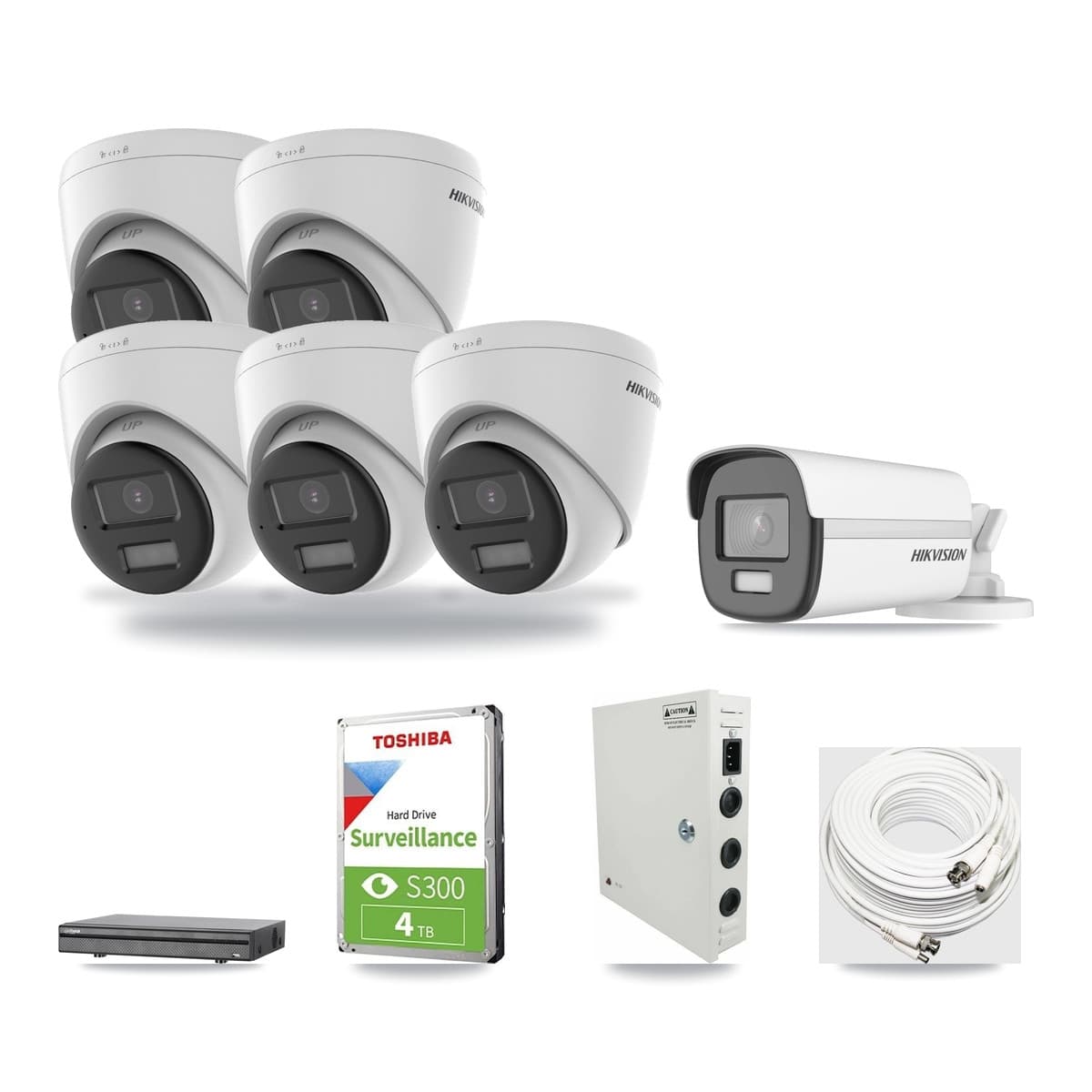 Hikvision & Dahua 8-Channel 4K CCTV Kit — 1 Bullet + 5 Turret Cameras + 4TB Recording - Image 1
